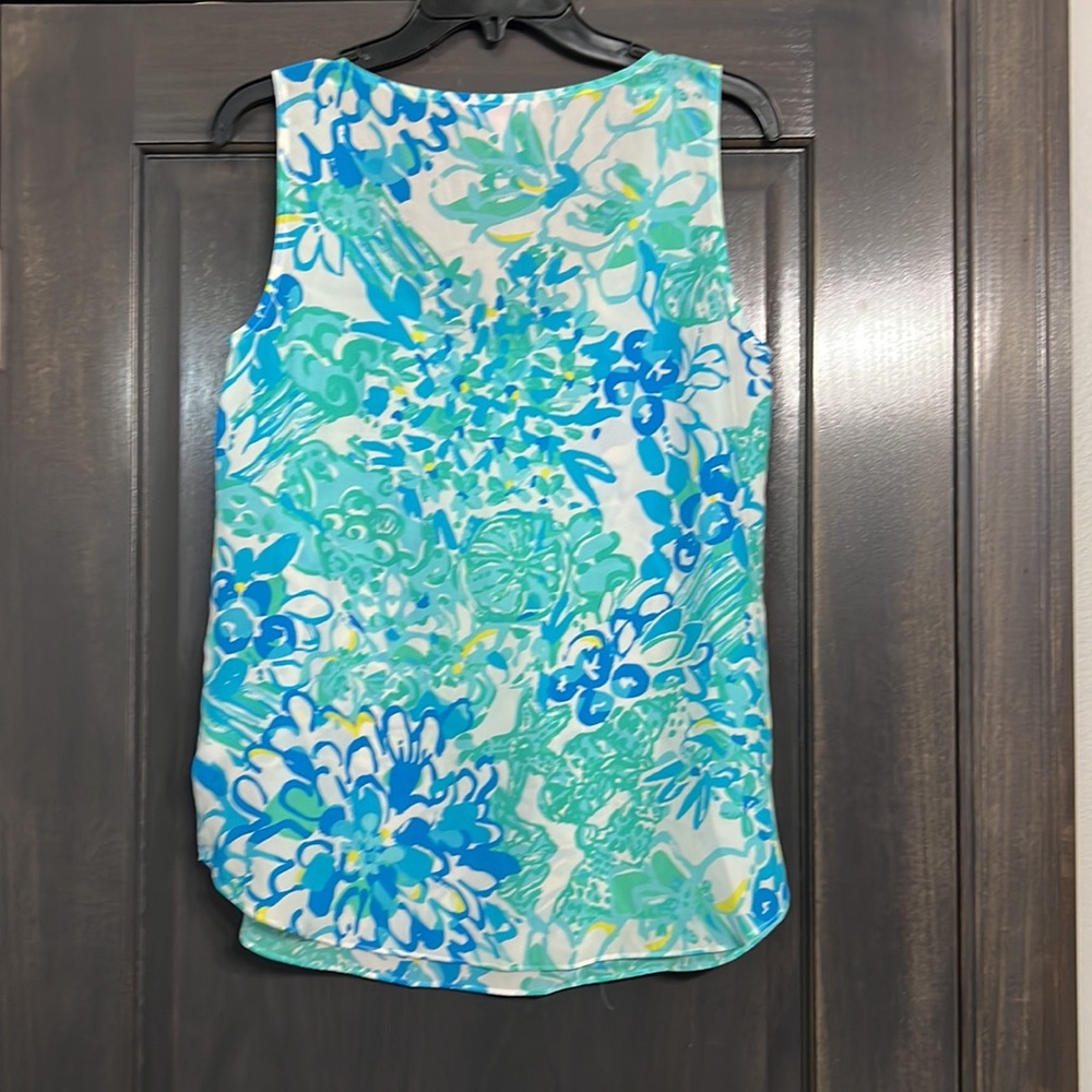 Lilly Pulitzer Blue and Green Floral Tank Top - Picture 5 of 5